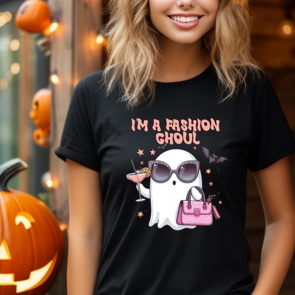 Cute Girly Halloween Ghost Shirt Lets Go Ghouls Funny Fashion Spooky Mom Gift
